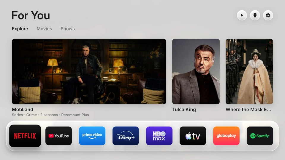 After: the For you screen with trending series and the app bar